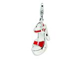 Amore LaVita™ Sterling Silver 3-D Enameled Red Platform High Heel w/Lobster Clasp Charm for Charm Bracelet