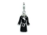 Amore LaVita™ Sterling Silver 3-D Enameled Black Robe w/Lobster Clasp Charm for Charm Bracelet