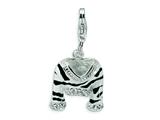 Amore LaVita™ Sterling Silver CZ Polished Enamel Zebra Jacket w/Lobster Clasp Charm for Charm Bracelet