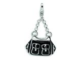 Amore LaVita™ Sterling Silver 3-D Enameled Black Handbag w/Lobster Clasp Charm for Charm Bracelet