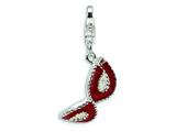 Amore LaVita™ Sterling Silver Red Enameled Mask w/Lobster Clasp Charm for Charm Bracelet