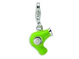 Amore LaVita™ Sterling Silver Green Enameled Hair Dryer w/Lobster Clasp Charm for Charm Bracelet