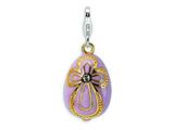 Amore LaVita™ Sterling Silver 3-D Enameled Stone? Pink Egg w/Lobster Clasp Charm for Charm Bracelet