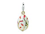 Amore LaVita™ Sterling Silver 3-D Enameled White Egg w/Lobster Clasp Charm for Charm Bracelet