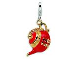 Amore LaVita™ Sterling Silver 3-D Enameled Tea Pot w/Lobster Clasp Charm (Moveable) for Charm Bracelet