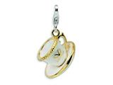 Amore LaVita™ Sterling Silver 3-D Enameled and White Cup and Saucer w/Lobster Charm for Charm Bracelet