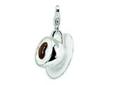 Amore LaVita™ Sterling Silver 3-D Enameled Cappuccino w/Lobster Clasp Charm for Charm Bracelet