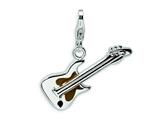 Amore LaVita™ Sterling Silver 2-D Enameled Guitar w/Lobster Clasp Charm for Charm Bracelet