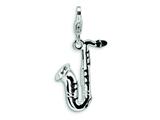 Amore LaVita™ Sterling Silver 3-D Enameled Saxophone w/Lobster Clasp Charm for Charm Bracelet