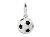 Amore LaVita™ Sterling Silver 3-D Enameled Soccer Ball w/Lobster Clasp Charm for Charm Bracelet