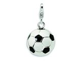 Amore LaVita™ Sterling Silver Enamel Soccer Ball w/Lobster Clasp Charm for Charm Bracelet