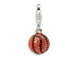 Amore LaVita™ Sterling Silver Black and Orange Textured Basketball w/Lobster Clasp Charm for Charm Bracelet