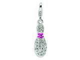 Amore LaVita™ Sterling Silver 3-D Enameled Bowling Pin w/Lobster Clasp Charm for Charm Bracelet