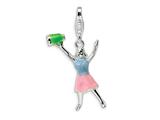 Amore LaVita™ Sterling Silver Enamel Cheerleader w/Lobster Clasp Charm for Charm Bracelet