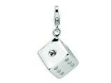 Amore LaVita™ Sterling Silver 3-D Swarovski Crystal Die w/Lobster Clasp Charm for Charm Bracelet