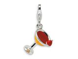 Amore LaVita™ Sterling Silver 3-D Enameled Cocktail w/Lobster Clasp Charm for Charm Bracelet