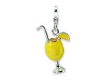 Amore LaVita™ Sterling Silver 3-D Enameled Tropical Drink w/Lobster Clasp Charm for Charm Bracelet