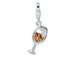 Amore LaVita™ Sterling Silver Open Champaign Glass w/Lobster Clasp Charm for Charm Bracelet