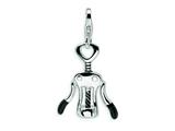Amore LaVita™ Sterling Silver 3-D Enameled Champagne Corkscrew w/Lobster Clasp Charm for Charm Bracelet