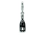Amore LaVita™ Sterling Silver Black Enameled Champagne Bottle w/Lobster Clasp Charm for Charm Bracelet