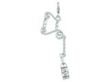 Amore LaVita™ Sterling Silver 3-D Enameled Wine Bottle on Stand w/Lobster Clasp Charm (Moveable) for Charm Bracelet