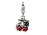 Amore LaVita™ Sterling Silver Polished with Crystal Cherry w/Lobster Clasp Charm for Charm Bracelet