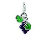 Amore LaVita™ Sterling Silver 3-D Enameled Grapes w/Lobster Clasp Charm for Charm Bracelet