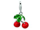 Amore LaVita™ Sterling Silver 3-D Enameled Red Cherries w/Lobster Clasp Charm for Charm Bracelet