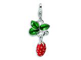 Amore LaVita™ Sterling Silver 3-D Enameled Strawberry w/Lobster Clasp Charm for Charm Bracelet