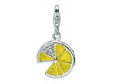 Amore LaVita™ Sterling Silver 3-D Yellow Enameled Lemon Wedge w/Lobster Clasp Charm for Charm Bracelet
