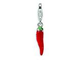 Amore LaVita™ Sterling Silver Red Enamel Pepper w/Lobster Clasp Charm for Charm Bracelet