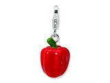 Amore LaVita™ Sterling Silver 3-D Enameled Red Pepper w/Lobster Clasp Charm for Charm Bracelet