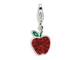 Amore LaVita™ Sterling Silver Red Crystal and Enamel Apple w/Lobster Clasp Charm for Charm Bracelet