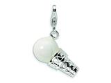 Amore LaVita™ Sterling Silver 3-D Enameled Ice Cream Cone w/Lobster Clasp Charm for Charm Bracelet