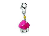Amore LaVita™ Sterling Silver Enameled Cupcake w/Lobster Clasp Charm for Charm Bracelet