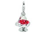 Amore LaVita™ Sterling Silver 3-D Enameled Dessert and Spoon w/Lobster Clasp Charm for Charm Bracelet