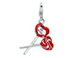 Amore LaVita™ Sterling Silver 3-D Enameled Red Heart Be Mine Lollipop w/Lobster Clasp Cha for Charm Bracelet