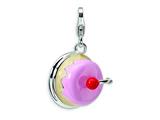 Amore LaVita™ Sterling Silver 3-D Enameled Cake w/Lobster Clasp Charm for Charm Bracelet