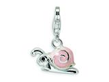 Amore LaVita™ Sterling Silver Enamel Pink Snail w/Lobster Clasp Charm for Charm Bracelet