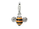 Amore LaVita™ Sterling Silver 3-D and CZ Enameled Bubble Bee w/Lobster Clasp Charm for Charm Bracelet