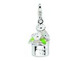 Amore LaVita™ Sterling Silver 3-D Enameled Thank You Flowers w/Lobster Clasp Charm for Charm Bracelet