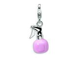 Amore LaVita™ Sterling Silver 3-D Enameled Pink Misting Bottle w/Lobster Clasp Charm for Charm Bracelet
