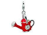 Amore LaVita™ Sterling Silver 3-D Enameled Red Watering Can w/Lobster Clasp Charm for Charm Bracelet