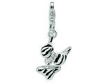 Amore LaVita™ Sterling Silver CZ Polished Enamel Zebra Bikini Pendant for Charm Bracelet