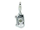 Amore LaVita™ Sterling Silver Polished Moveable Camera w/Lobster Clasp Charm (Moveable) for Charm Bracelet