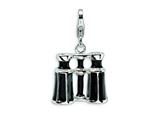 Amore LaVita™ Sterling Silver 3-D Enameled Swarovski Crystal Binoculars w/Lobster Clasp C for Charm Bracelet