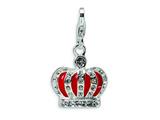 Amore LaVita™ Sterling Silver 3-D Swarovski Crystal and Enameled Red Crown w/Lobster Clasp for Charm Bracelet
