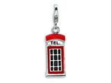 Amore LaVita™ Sterling Silver 3-D Enameled Red Telephone Booth w/Lobster Clasp Charm for Charm Bracelet