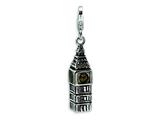Amore LaVita™ Sterling Silver 3-D Antiqued Big Ben w/Lobster Clasp Charm for Charm Bracelet