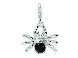 Amore LaVita™ Sterling Silver 3-D Enameled Spider w/Lobster Clasp Charm for Charm Bracelet